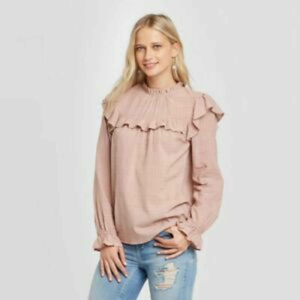 Universal Thread Ruffle Long Sleeve Blouse M NEW NWT